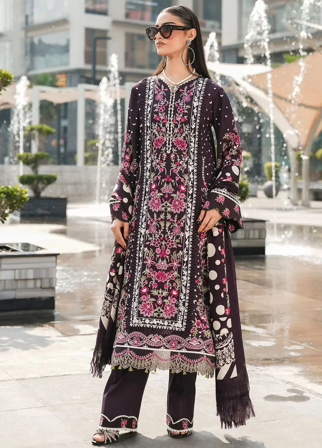 Elaf Embroidered Linen Suit Unstitched 3 Piece EPW-8A Warm Embrace - Winter Collection