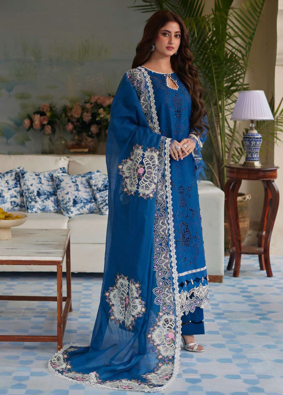 Elaf Embroidered  Suits Unstitched 3 Piece EF24EE D-04 Almas - Summer Collection
