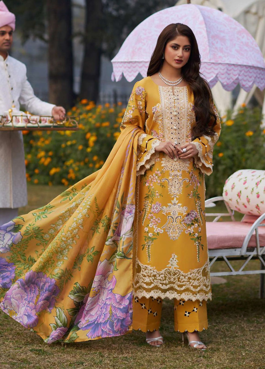 Elaf Embroidered  Suits Unstitched 3 Piece EF24EE D-12A Sona - Summer Collection