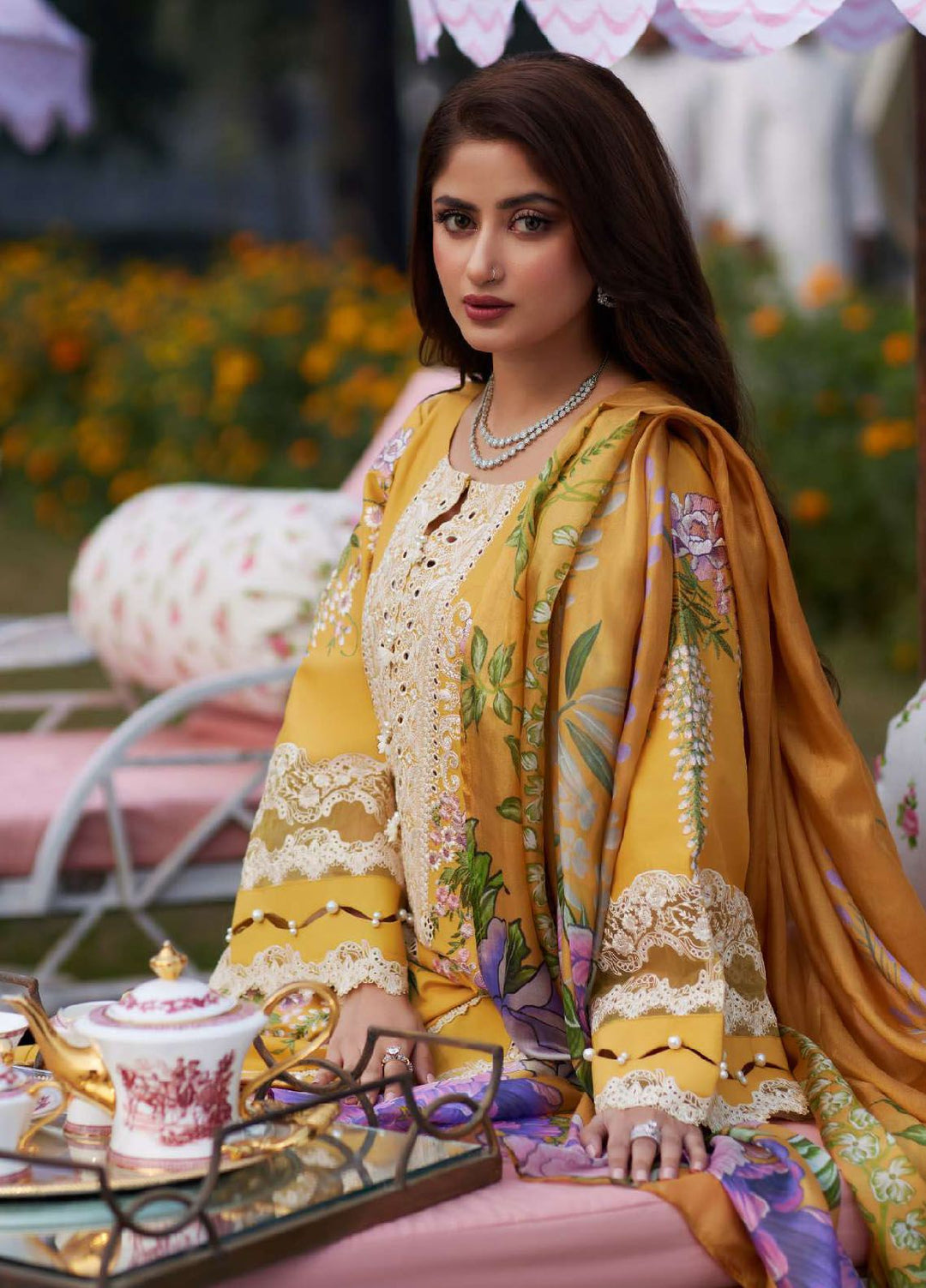 Elaf Embroidered  Suits Unstitched 3 Piece EF24EE D-12A Sona - Summer Collection