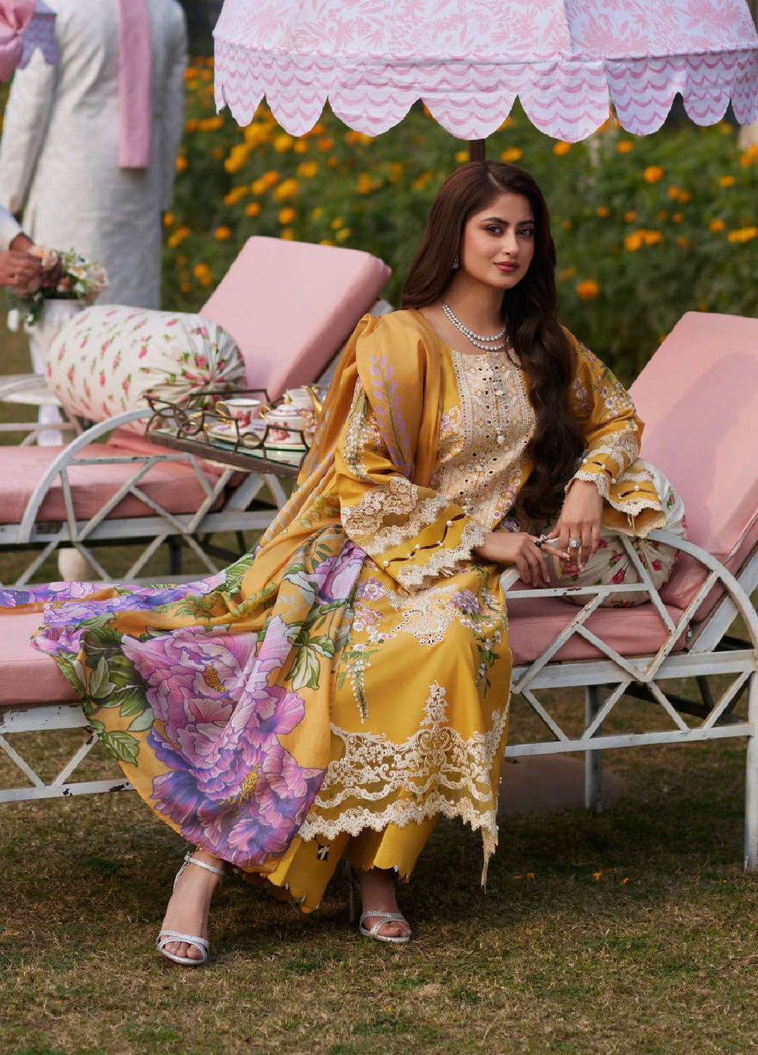 Elaf Embroidered  Suits Unstitched 3 Piece EF24EE D-12A Sona - Summer Collection