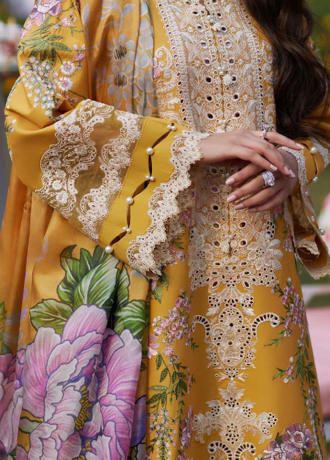 Elaf Embroidered  Suits Unstitched 3 Piece EF24EE D-12A Sona - Summer Collection