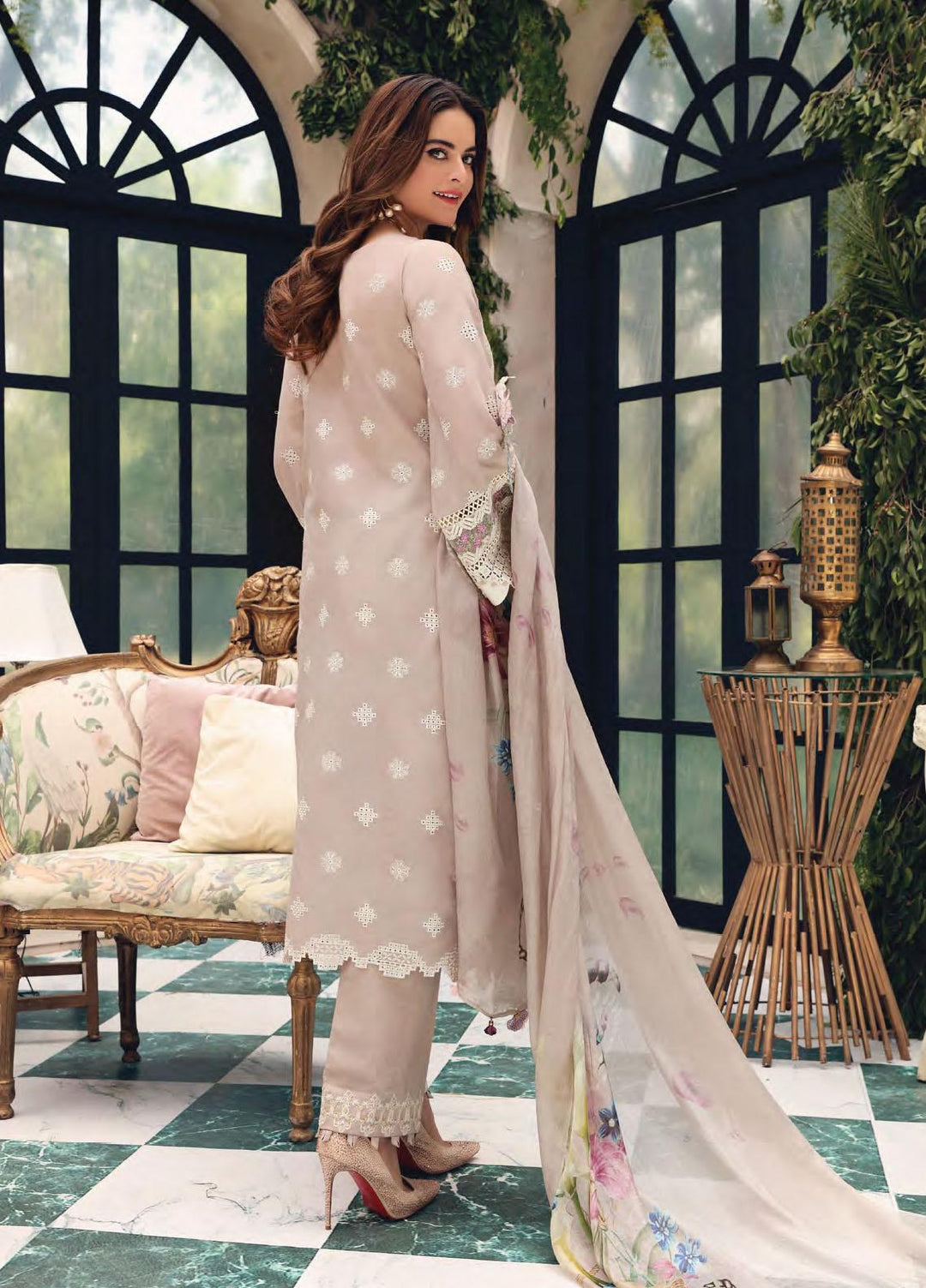 Elaf Schiffli Embroidered Lawn Suits Unstitched 3 Piece EL21FC 01-A Orchard - Luxury Collection