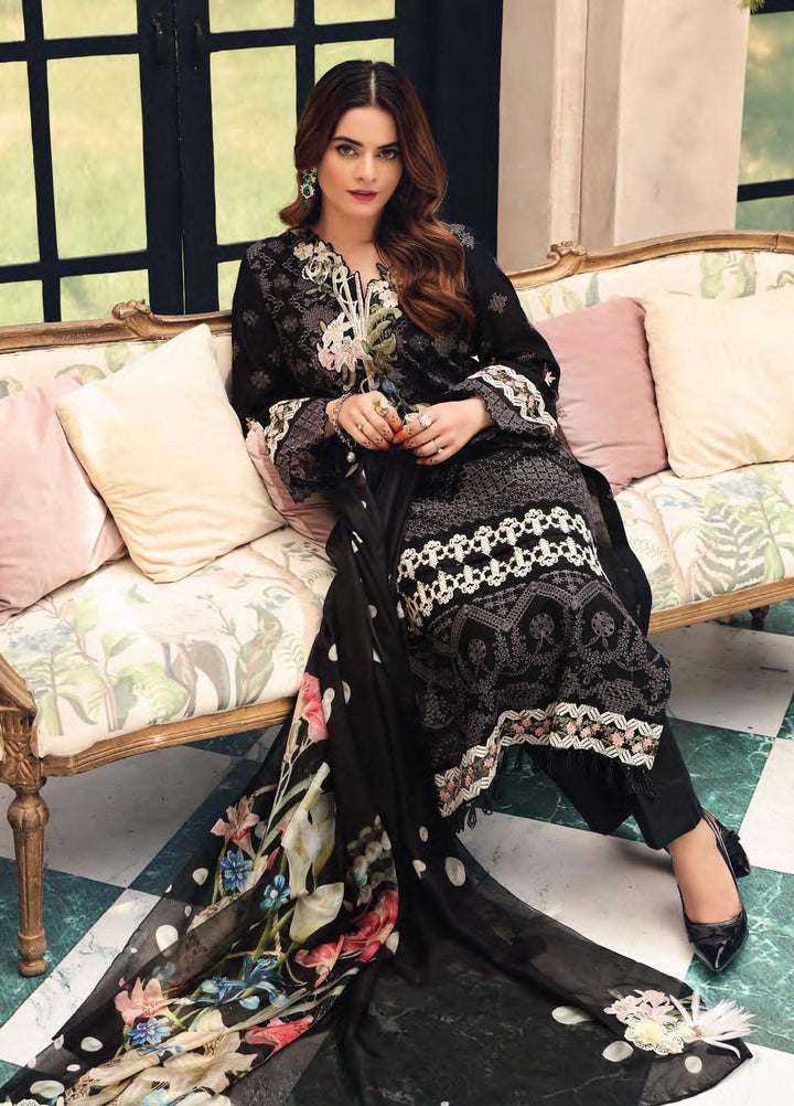 Elaf Schiffli Embroidered Lawn Suits Unstitched 3 Piece EL21FC 01-B Twilight - Luxury Collection
