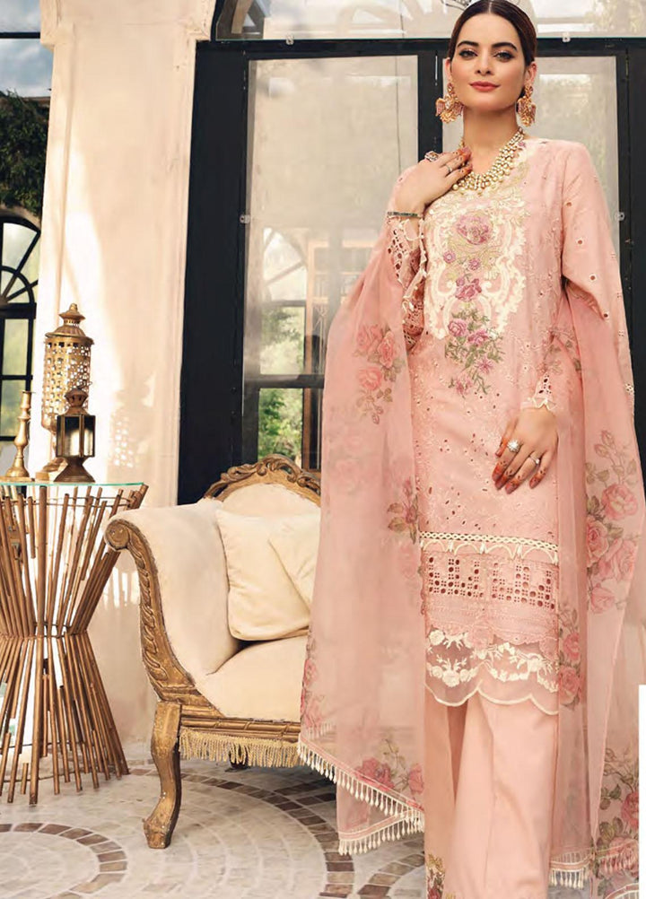 Elaf Schiffli Embroidered Lawn Suits Unstitched 3 Piece EL21FC 03 Rose Quartz - Luxury Collection