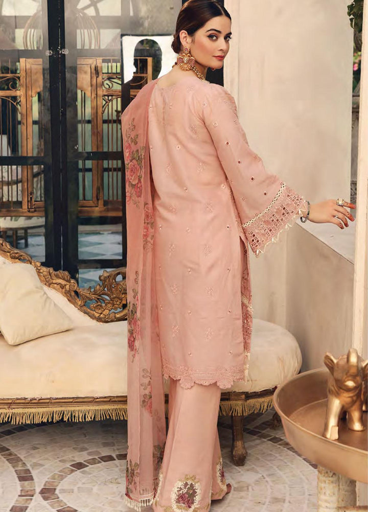 Elaf Schiffli Embroidered Lawn Suits Unstitched 3 Piece EL21FC 03 Rose Quartz - Luxury Collection