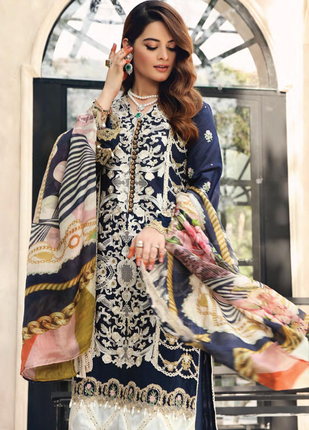 Elaf Embroidered Lawn Suits Unstitched 3 Piece EL21FC 04 Imperial - Luxury Collection