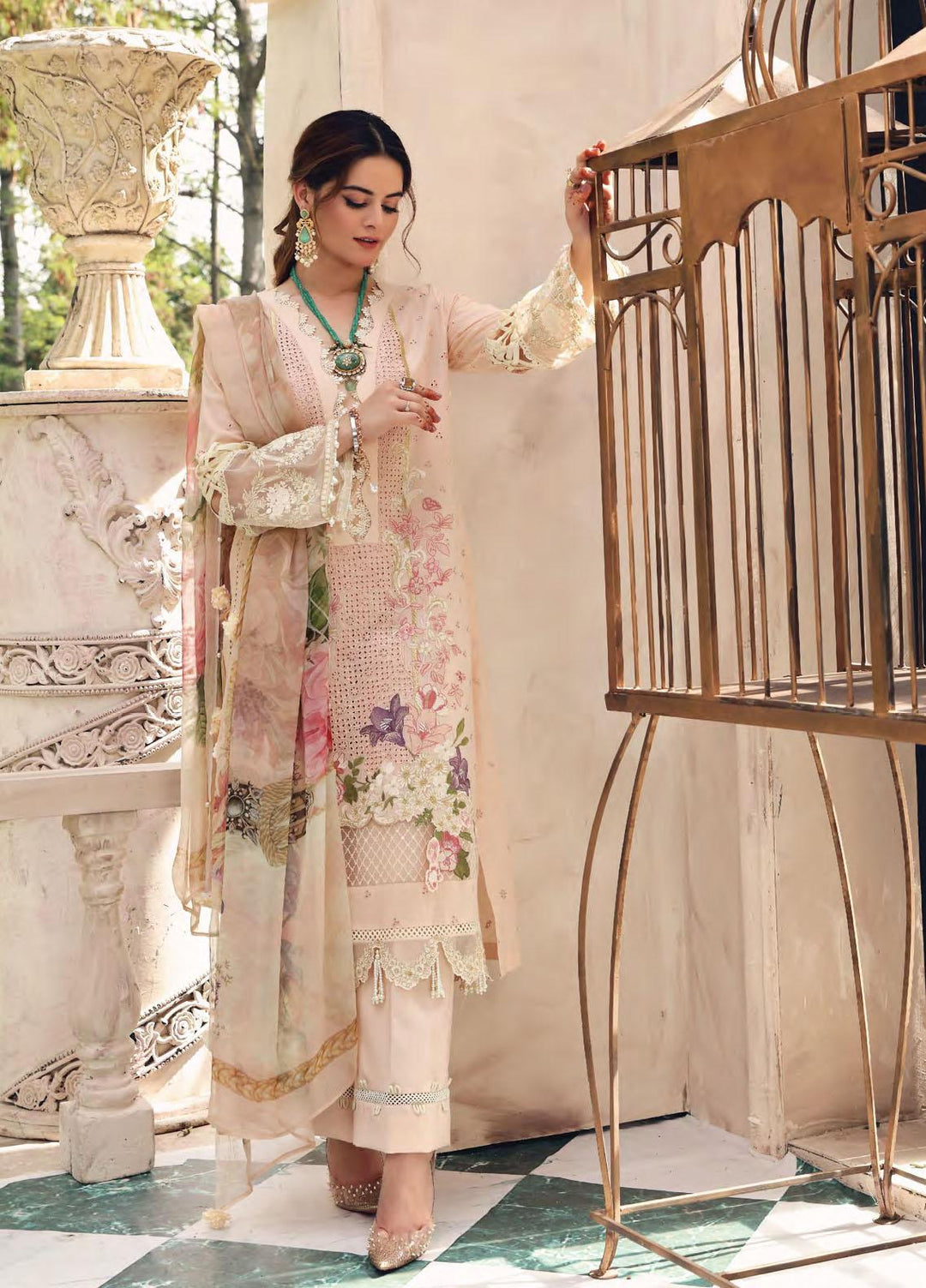 Elaf Embroidered Lawn Suits Unstitched 3 Piece EL21FC 06 Carnation - Luxury Collection