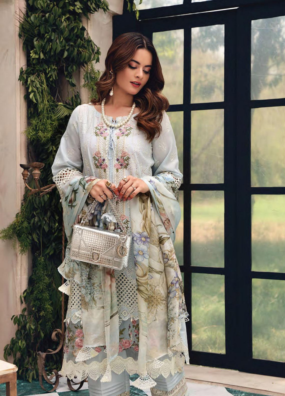 Elaf Schiffli Embroidered Lawn Suits Unstitched 3 Piece EL21FC 07 Arctic - Luxury Collection