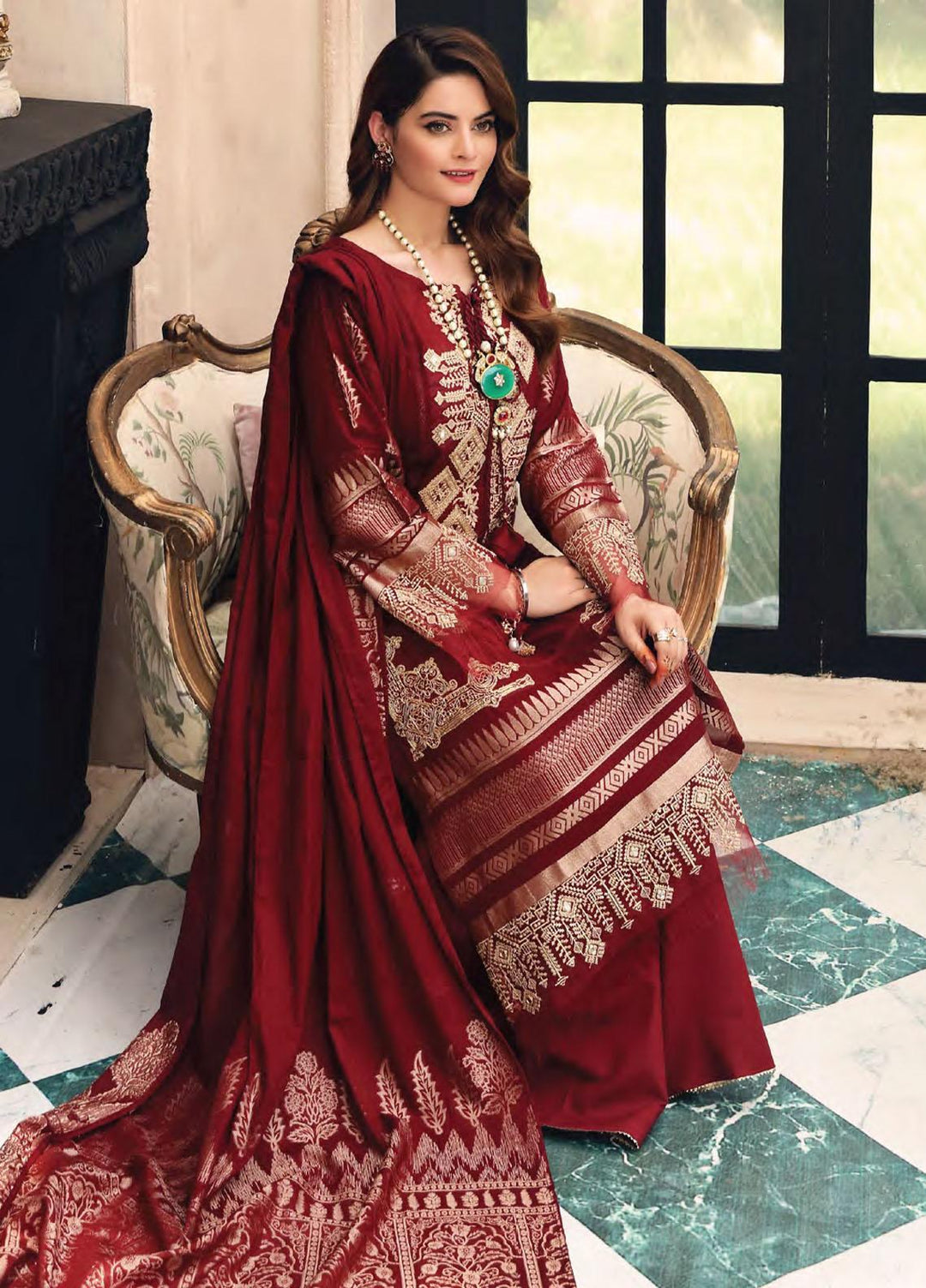 Elaf Self Jacquard Lawn Suits Unstitched 3 Piece EL21FC 08 Senorita - Luxury Collection
