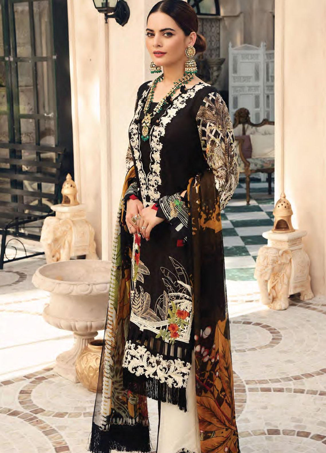 Elaf Embroidered Lawn Suits Unstitched 3 Piece EL21FC 09 Obsidian - Luxury Collection