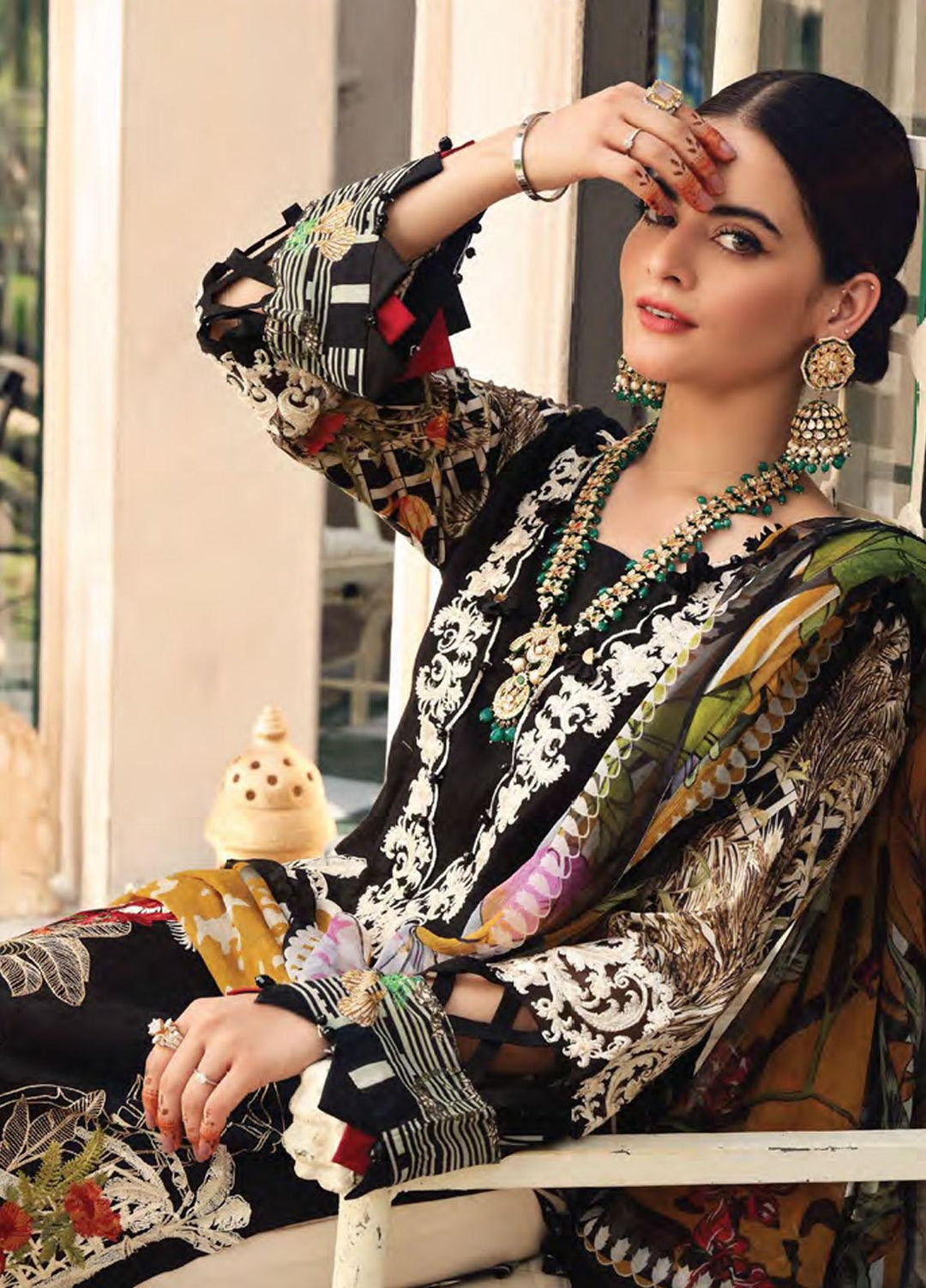 Elaf Embroidered Lawn Suits Unstitched 3 Piece EL21FC 09 Obsidian - Luxury Collection