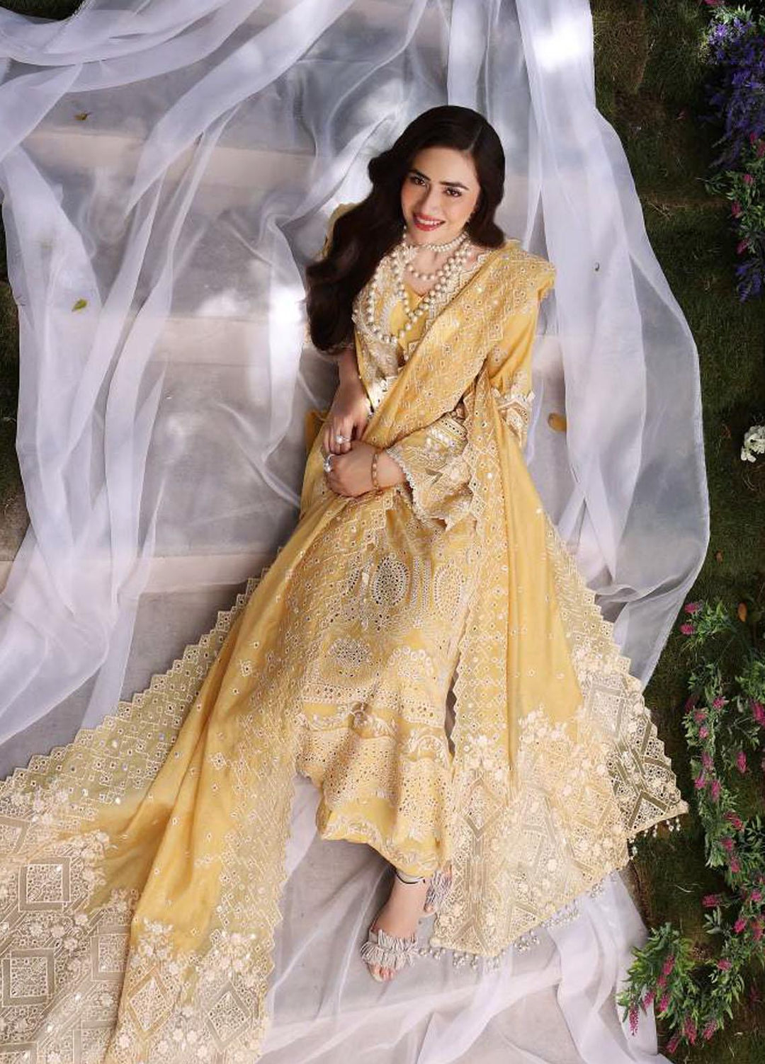 Elaf Embroidered Lawn Suits Unstitched 3 Piece EF23FCH ECF-01 - Festive Collection