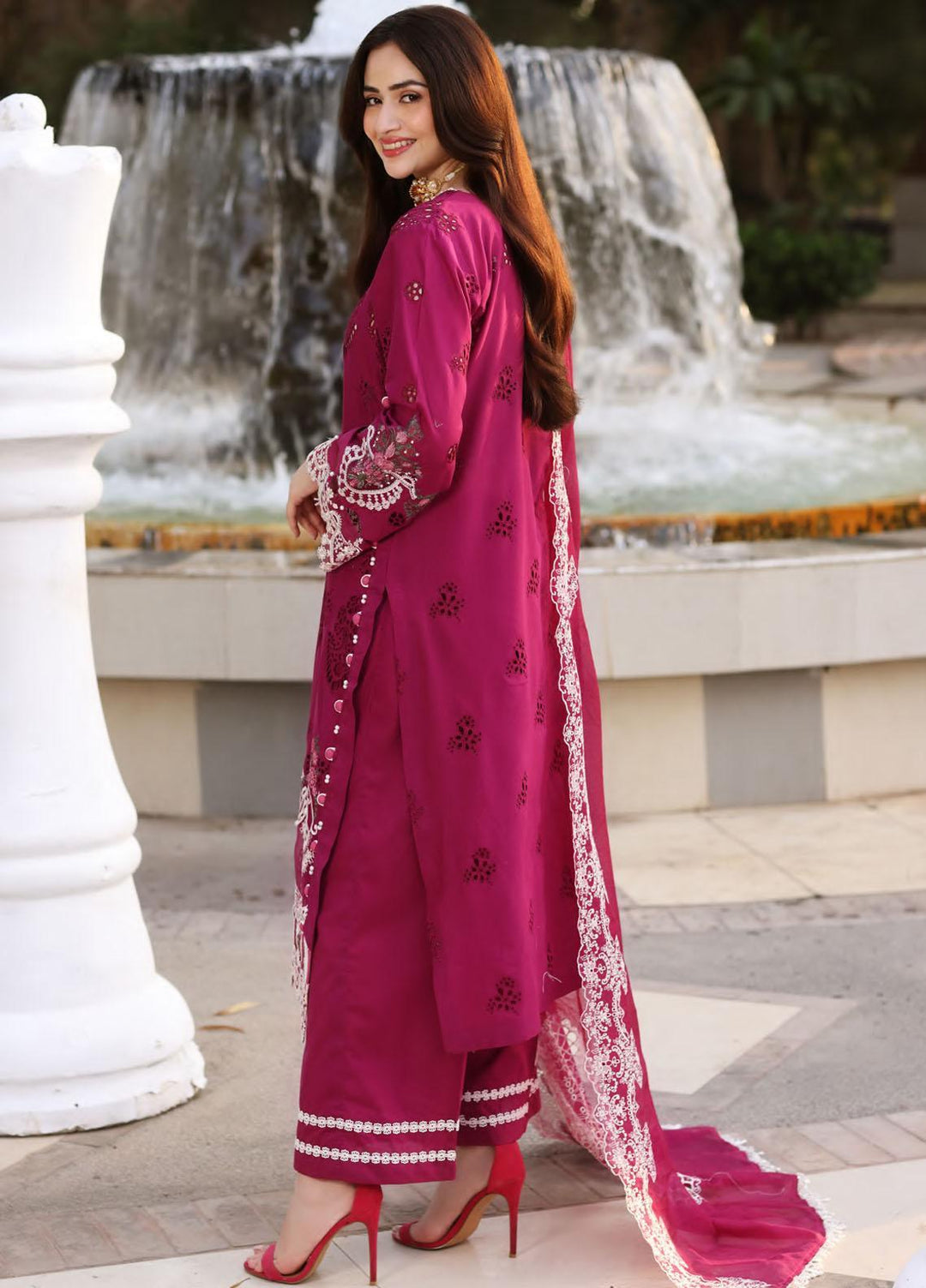 Elaf Embroidered Lawn Suits Unstitched 3 Piece EF23FCH ECF-04A - Festive Collection
