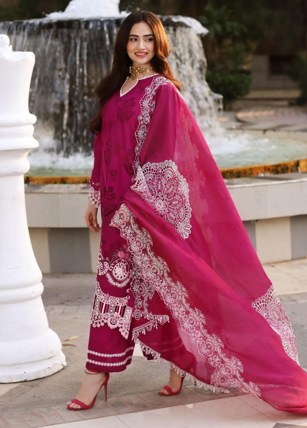 Elaf Embroidered Lawn Suits Unstitched 3 Piece EF23FCH ECF-04A - Festive Collection