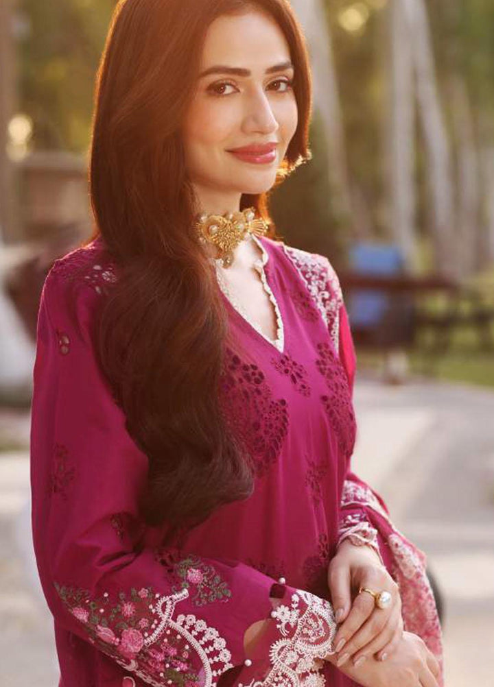 Elaf Embroidered Lawn Suits Unstitched 3 Piece EF23FCH ECF-04A - Festive Collection