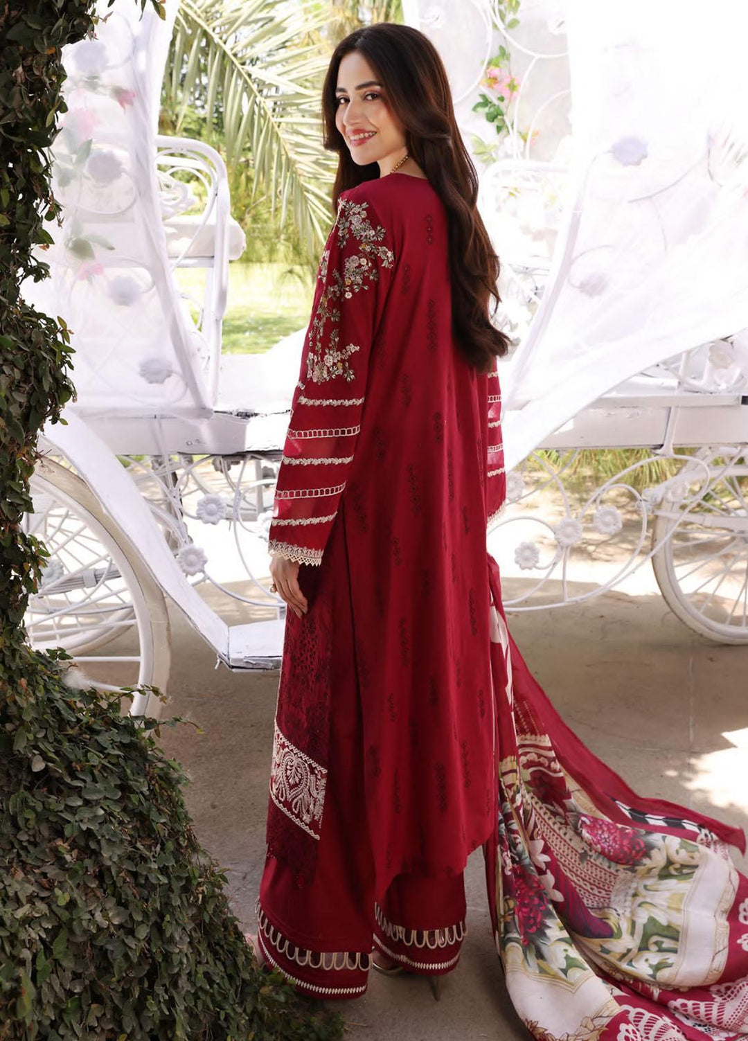 Elaf Embroidered Lawn Suits Unstitched 3 Piece EF23FCH ECF-10 - Festive Collection