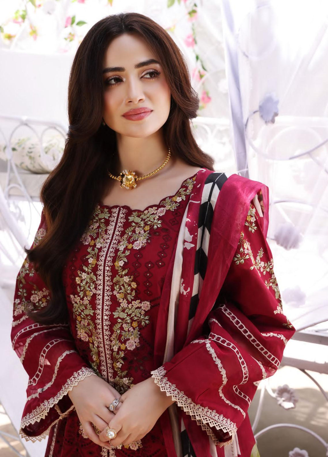 Elaf Embroidered Lawn Suits Unstitched 3 Piece EF23FCH ECF-10 - Festive Collection