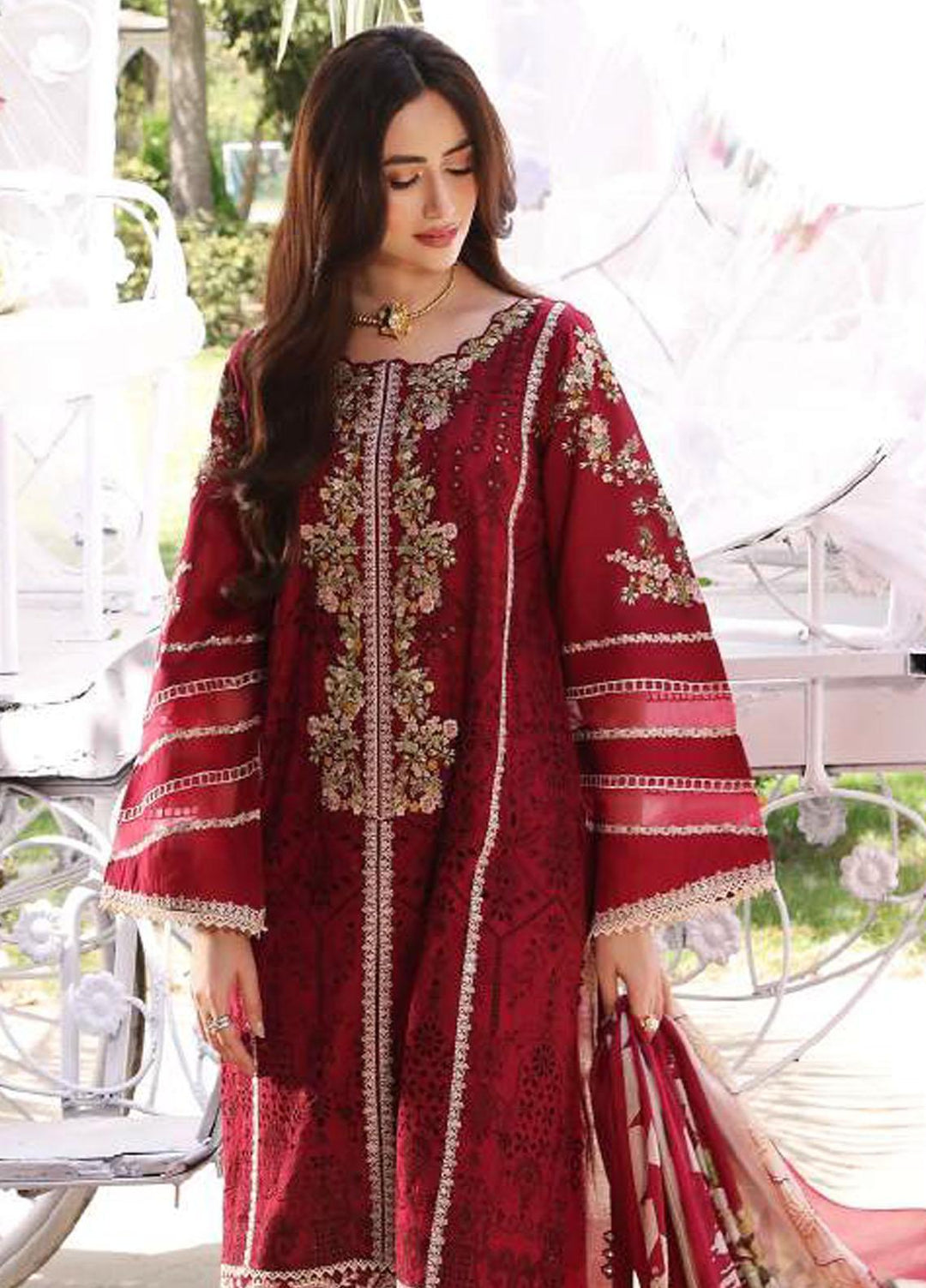 Elaf Embroidered Lawn Suits Unstitched 3 Piece EF23FCH ECF-10 - Festive Collection