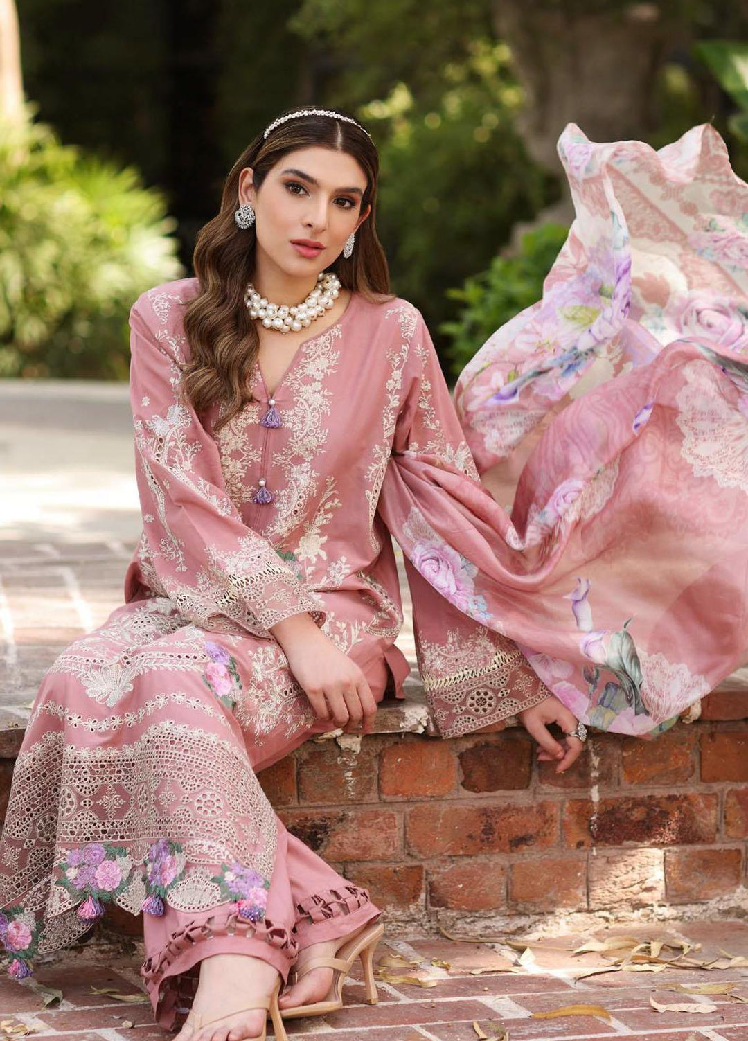 Elaf Embroidered Lawn Suits Unstitched 3 Piece EF23FCH ECF-11B - Festive Collection