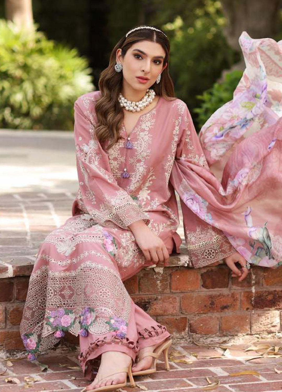 Elaf Embroidered Lawn Suits Unstitched 3 Piece EF23FCH ECF-11B - Festive Collection
