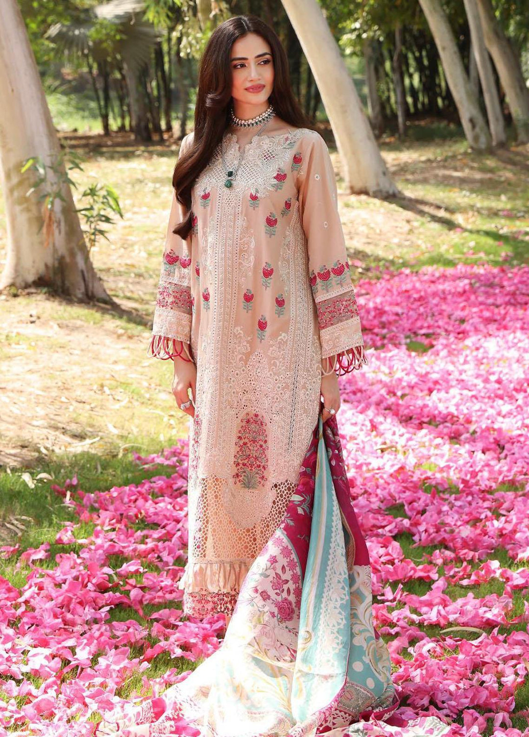 Elaf Embroidered Lawn Suits Unstitched 3 Piece EF23FCH ECF-12 - Festive Collection
