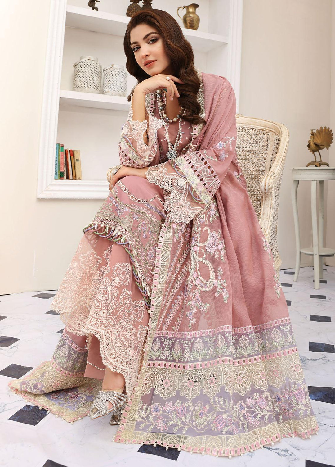 Elaf Embroidered Lawn Suits Unstitched 3 Piece EF23FC ELC-01 Aurora - Festive Collection