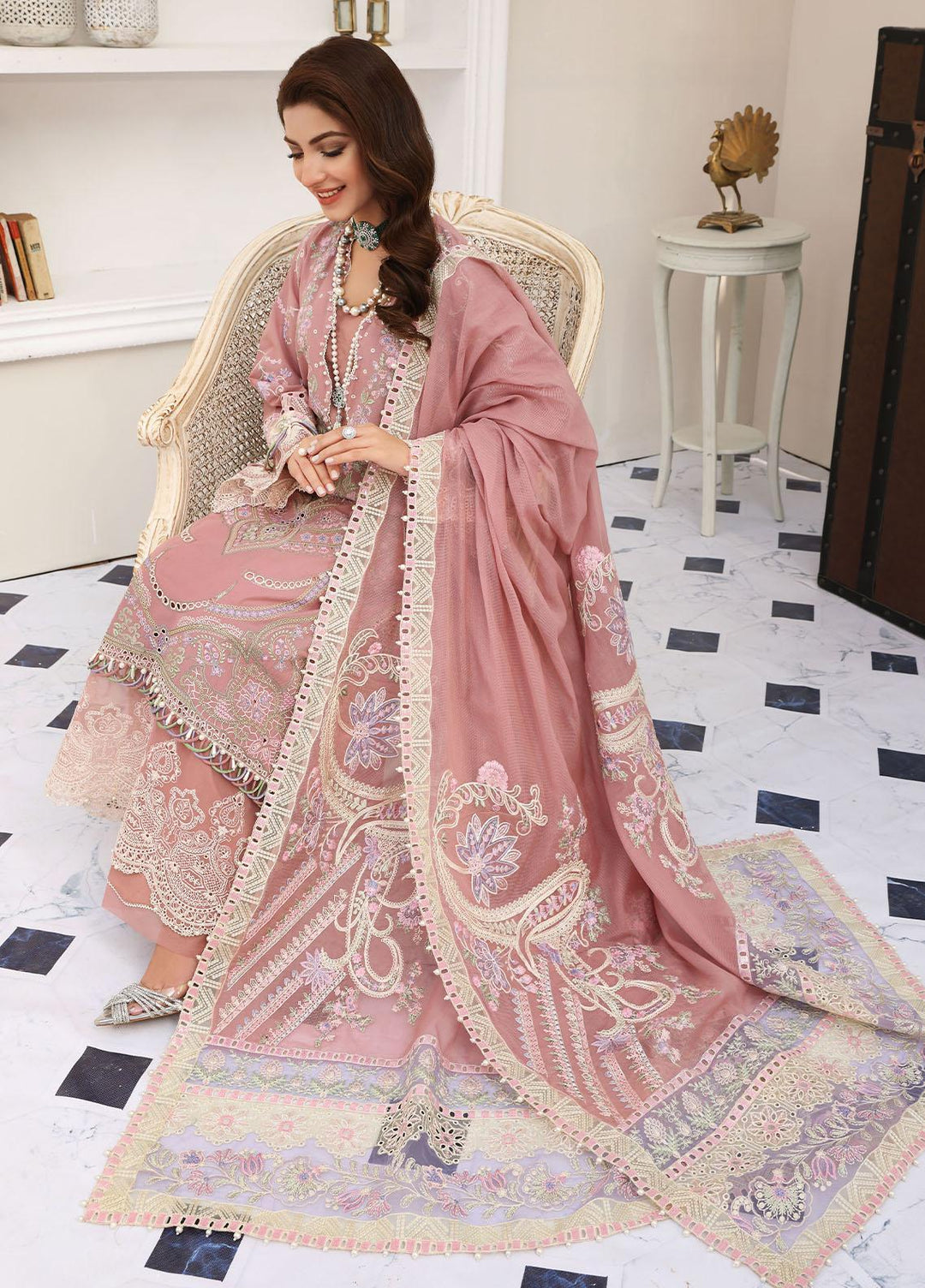 Elaf Embroidered Lawn Suits Unstitched 3 Piece EF23FC ELC-01 Aurora - Festive Collection