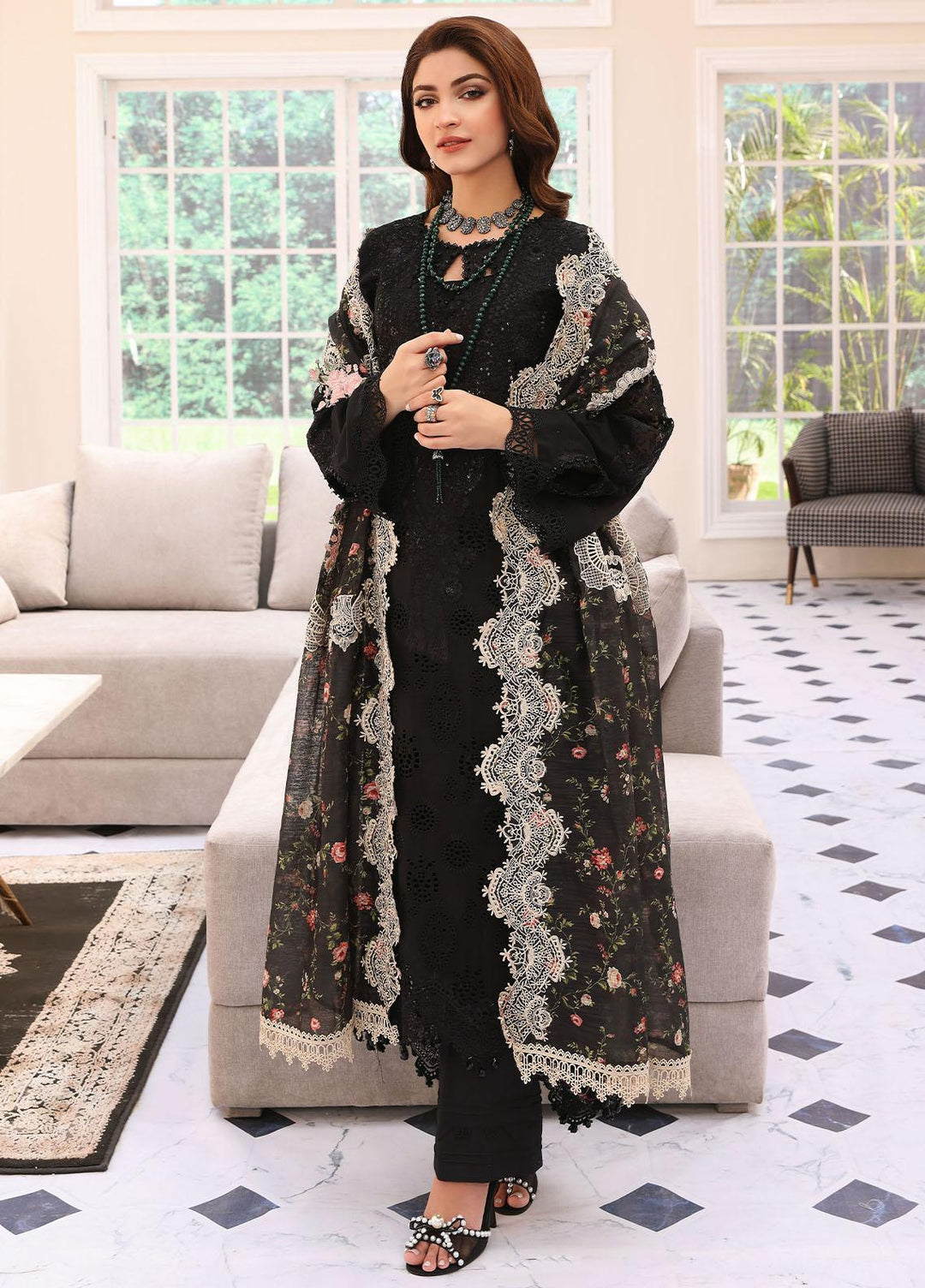 Elaf Embroidered Lawn Suits Unstitched 3 Piece EF23FC ELC-02A Eclipse - Festive Collection