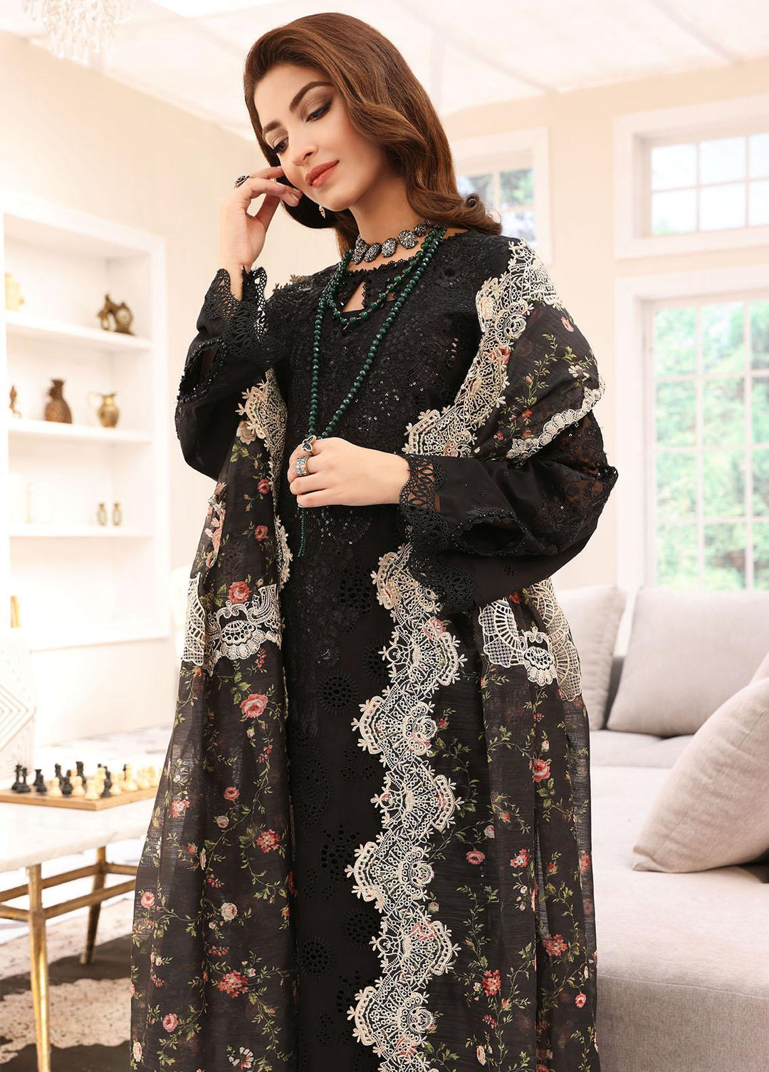 Elaf Embroidered Lawn Suits Unstitched 3 Piece EF23FC ELC-02A Eclipse - Festive Collection