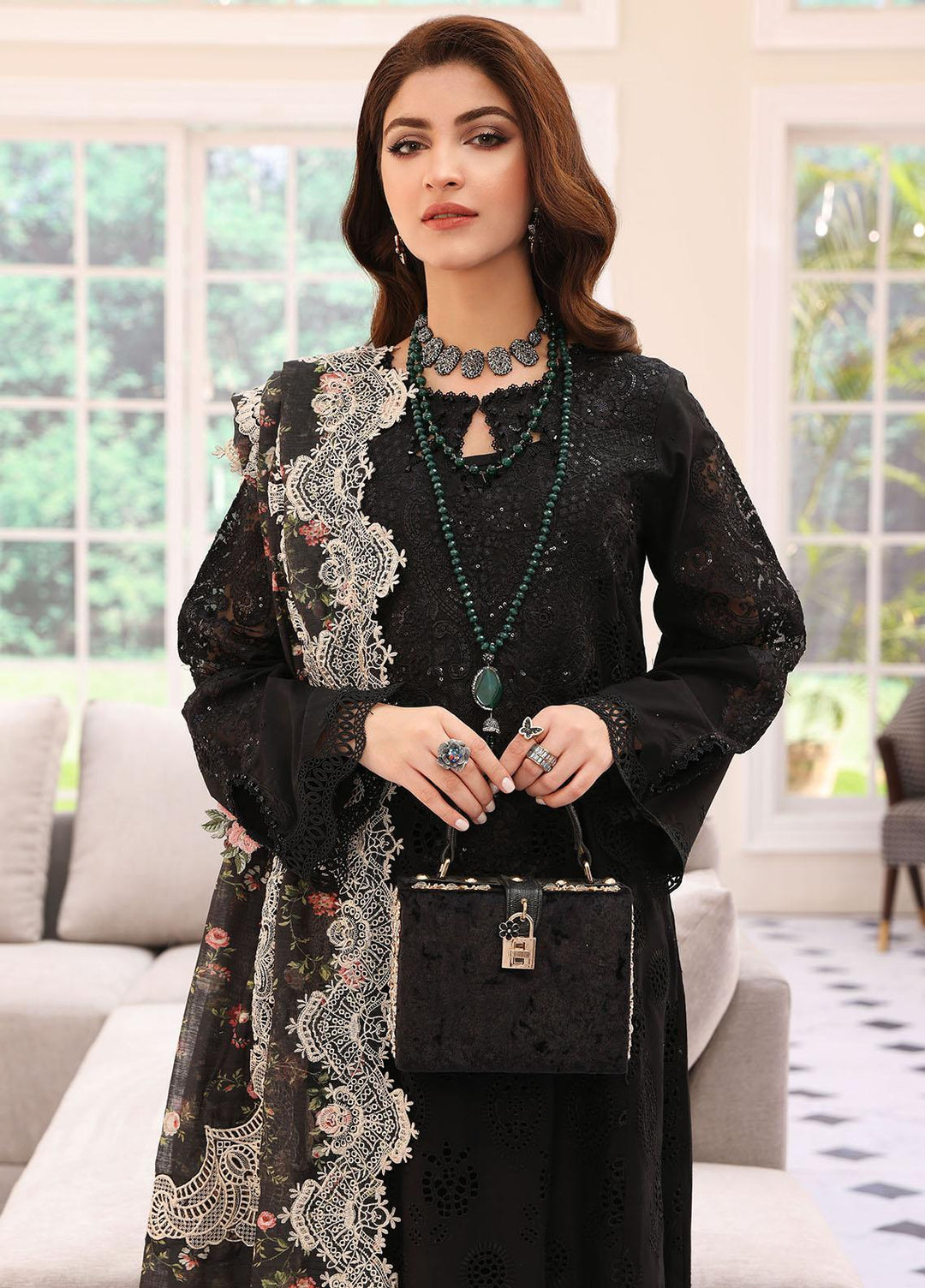 Elaf Embroidered Lawn Suits Unstitched 3 Piece EF23FC ELC-02A Eclipse - Festive Collection