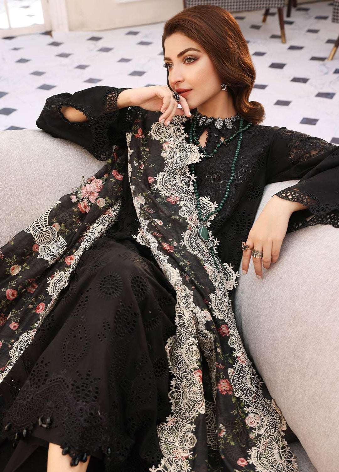 Elaf Embroidered Lawn Suits Unstitched 3 Piece EF23FC ELC-02A Eclipse - Festive Collection