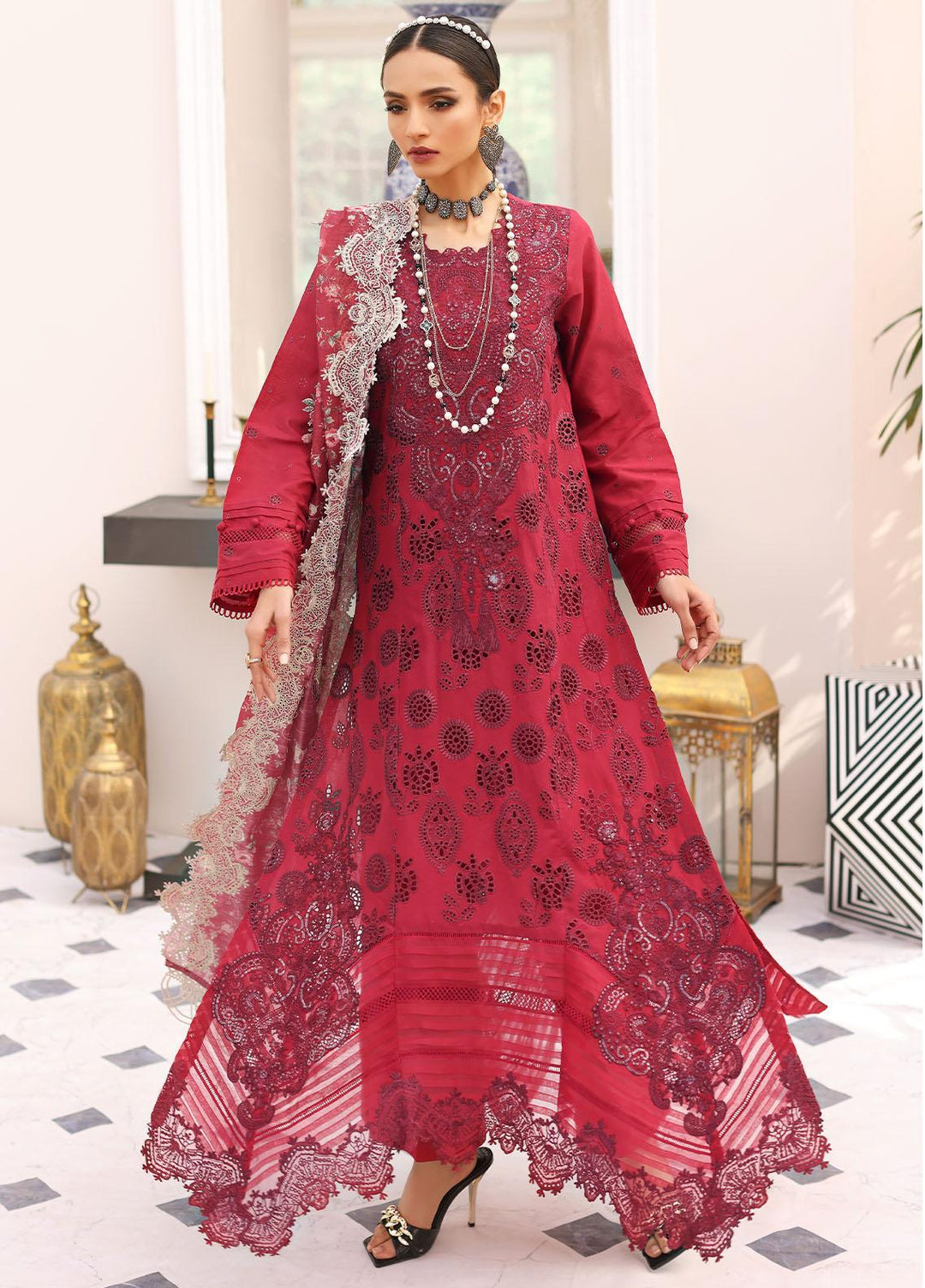 Elaf Embroidered Lawn Suits Unstitched 3 Piece EF23FC ELC-02B Prestige - Festive Collection