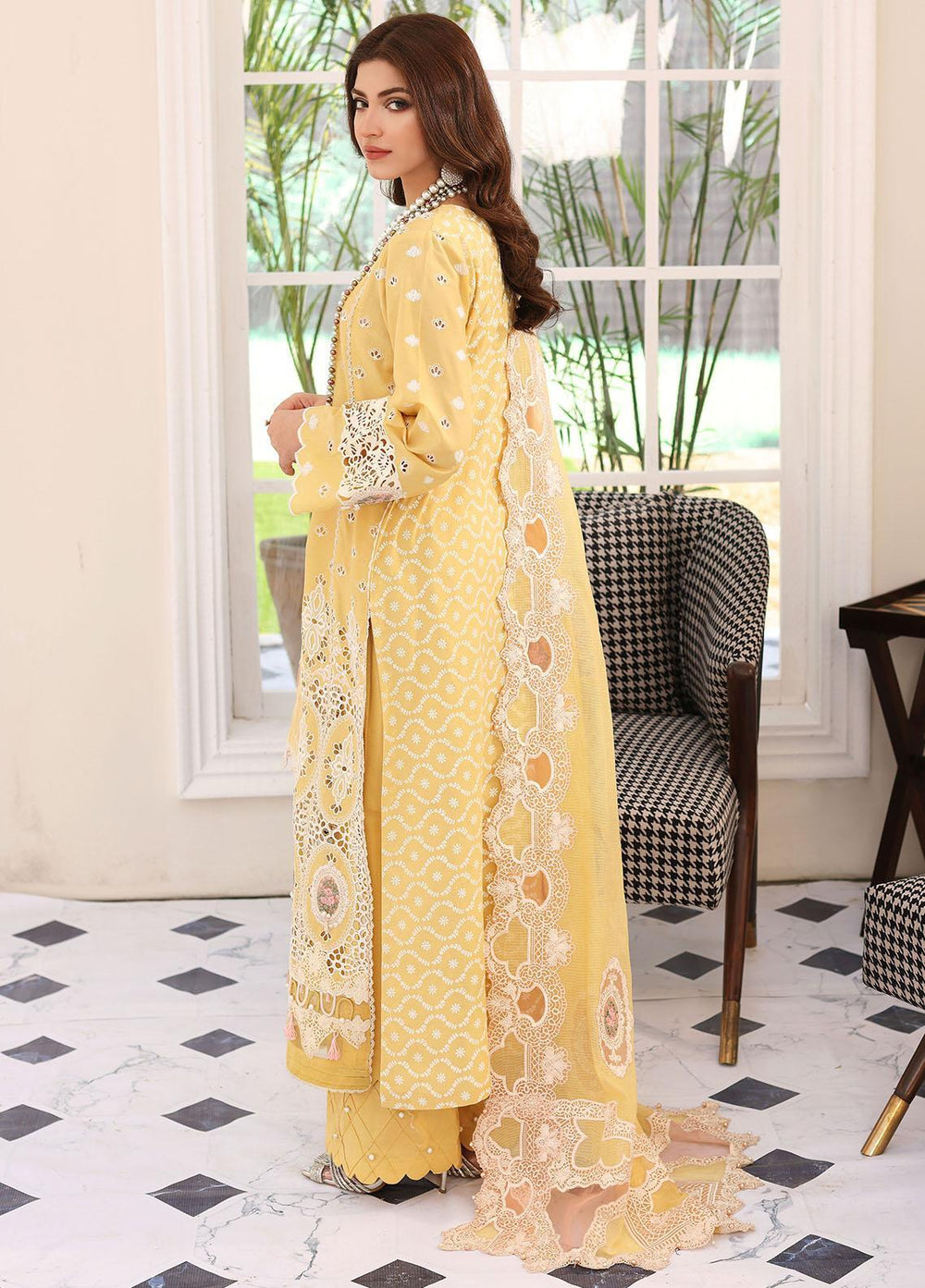 Elaf Embroidered Lawn Suits Unstitched 3 Piece EF23FC ELC-03A Daffodil - Festive Collection