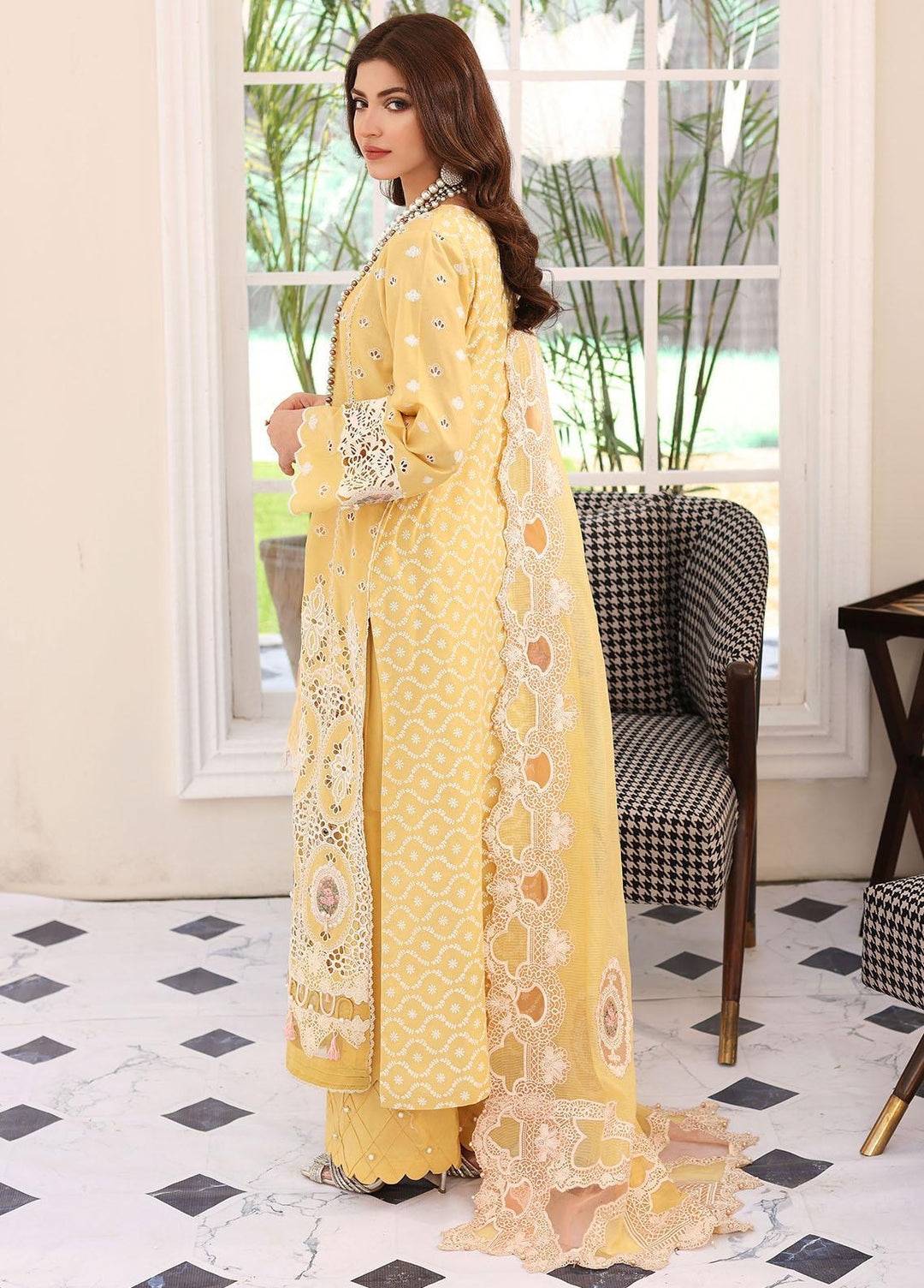 Elaf Embroidered Lawn Suits Unstitched 3 Piece EF23FC ELC-03A Daffodil - Festive Collection