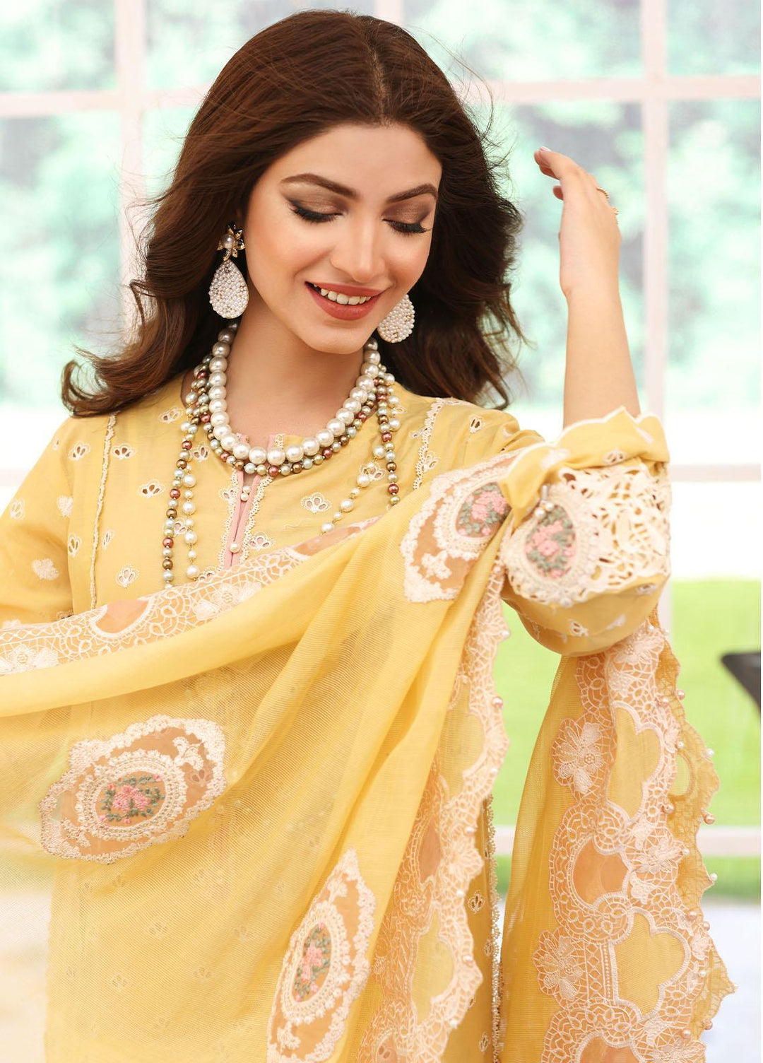Elaf Embroidered Lawn Suits Unstitched 3 Piece EF23FC ELC-03A Daffodil - Festive Collection