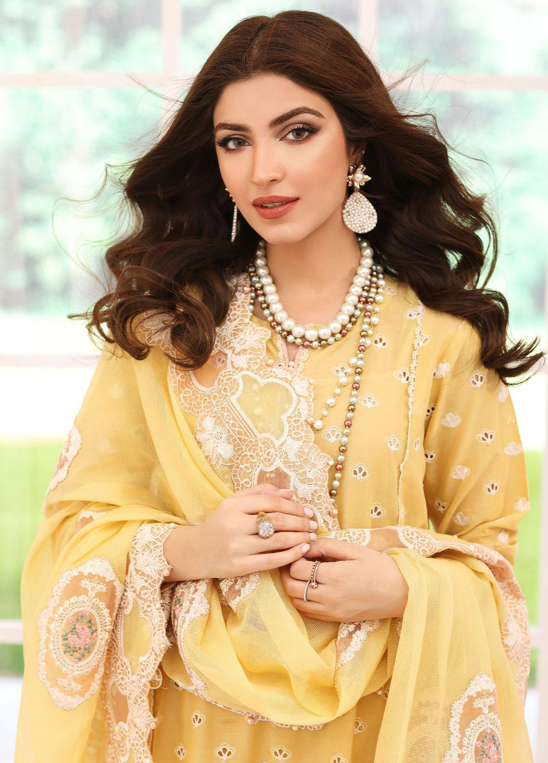 Elaf Embroidered Lawn Suits Unstitched 3 Piece EF23FC ELC-03A Daffodil - Festive Collection