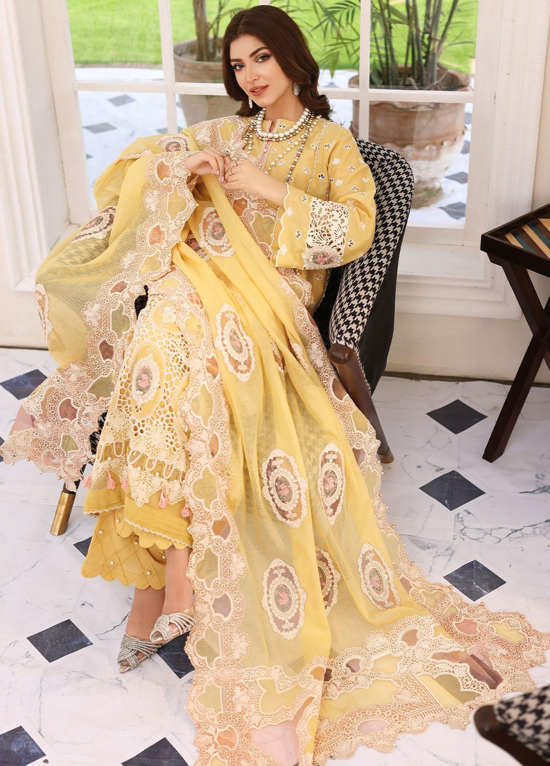 Elaf Embroidered Lawn Suits Unstitched 3 Piece EF23FC ELC-03A Daffodil - Festive Collection