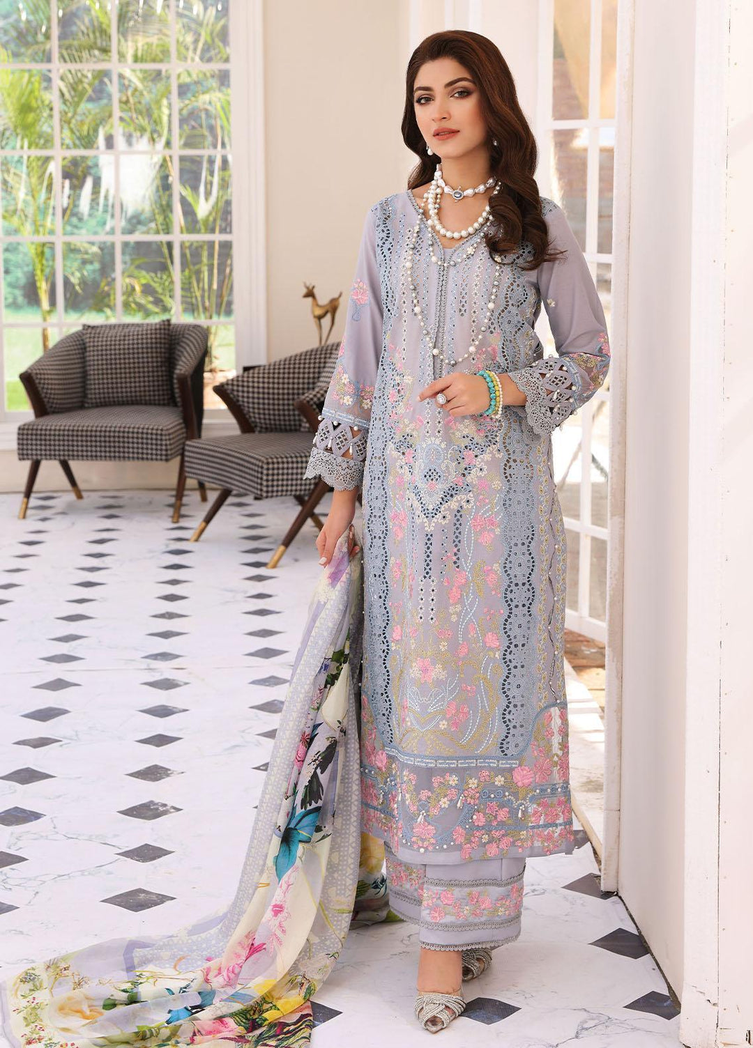 Elaf Embroidered Lawn Suits Unstitched 3 Piece EF23FC ELC-05 Serenade - Festive Collection
