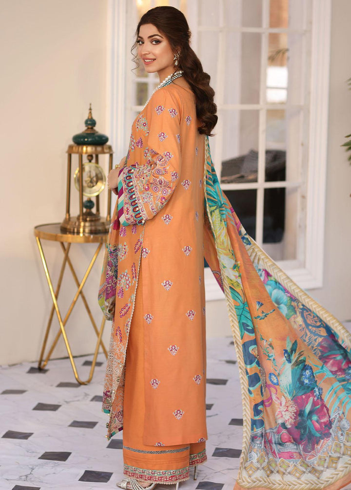 Elaf Embroidered Lawn Suits Unstitched 3 Piece EF23FC ELC-08 Tangerine - Festive Collection