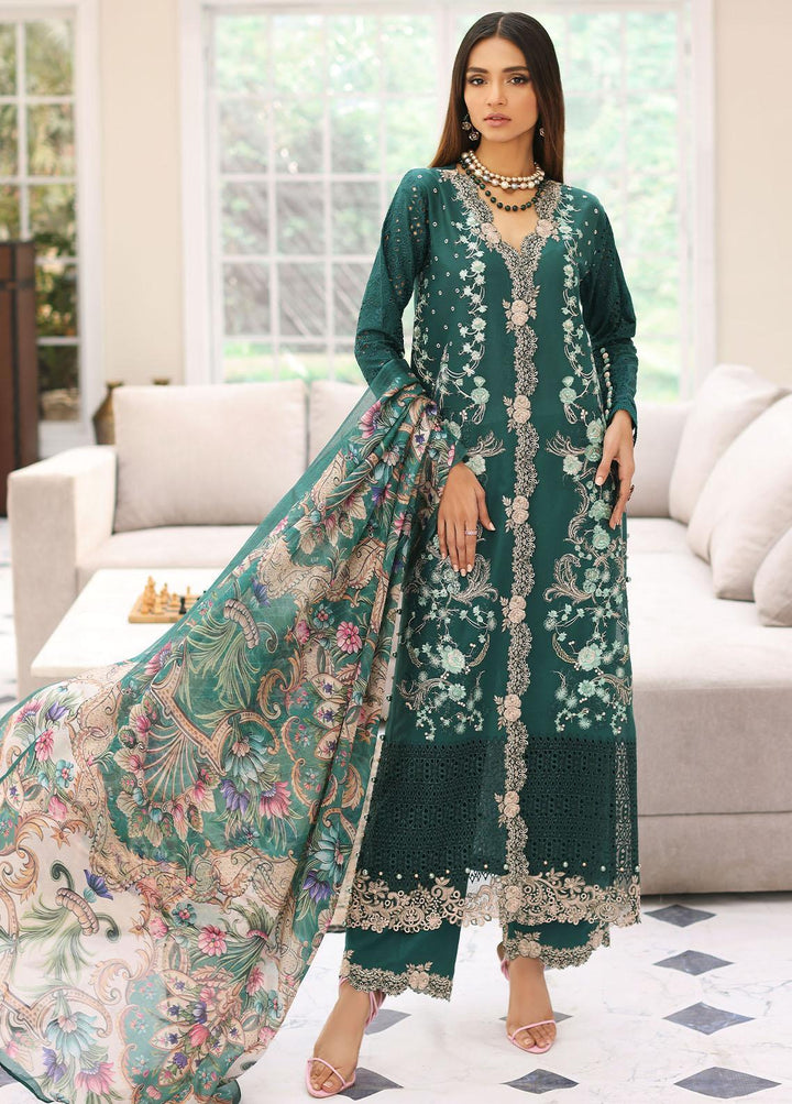 Elaf Embroidered Lawn Suits Unstitched 3 Piece EF23FC ELC-10 Jade - Festive Collection