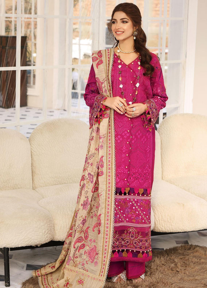Elaf Embroidered Lawn Suits Unstitched 3 Piece EF23FC ELC-11 Hot Pink - Festive Collection
