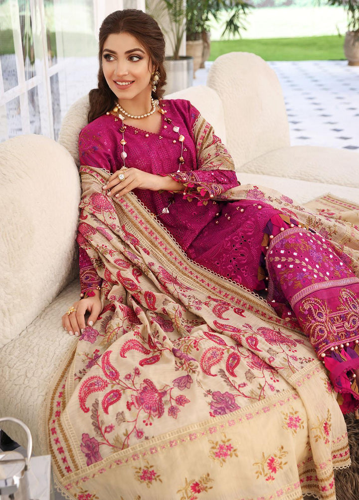 Elaf Embroidered Lawn Suits Unstitched 3 Piece EF23FC ELC-11 Hot Pink - Festive Collection