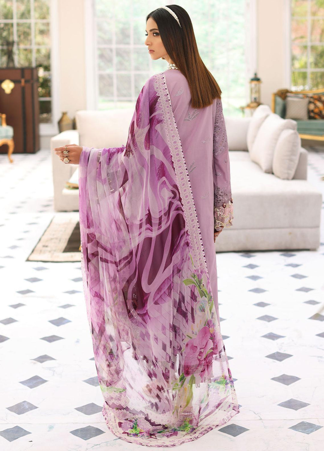 Elaf Embroidered Lawn Suits Unstitched 3 Piece EF23FC ELC-12 Lilith - Festive Collection