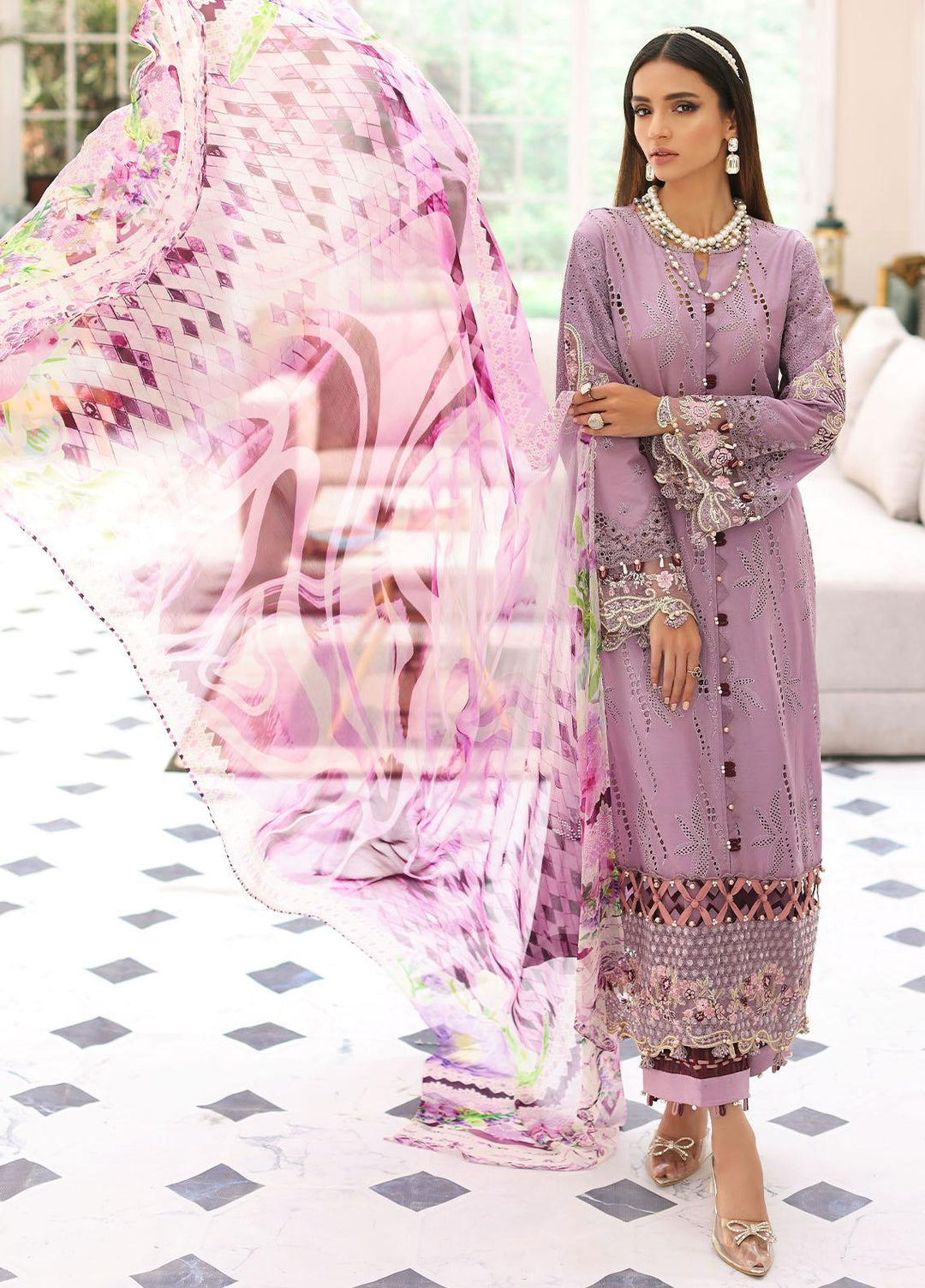 Elaf Embroidered Lawn Suits Unstitched 3 Piece EF23FC ELC-12 Lilith - Festive Collection