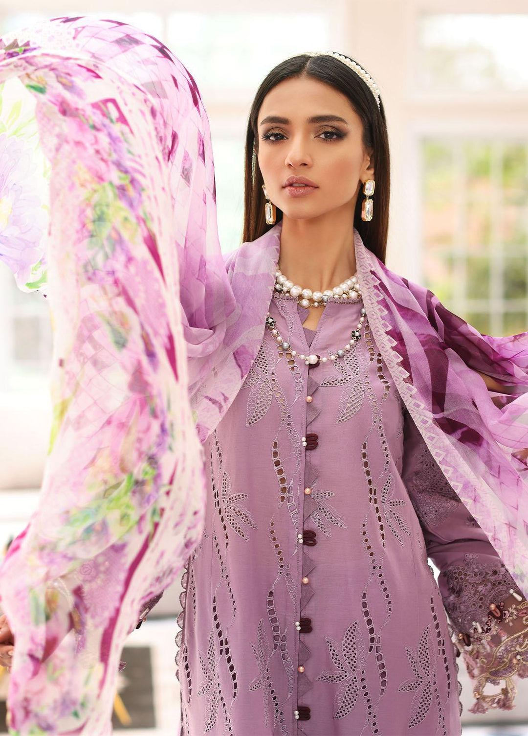 Elaf Embroidered Lawn Suits Unstitched 3 Piece EF23FC ELC-12 Lilith - Festive Collection