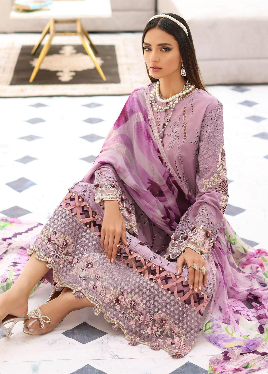 Elaf Embroidered Lawn Suits Unstitched 3 Piece EF23FC ELC-12 Lilith - Festive Collection
