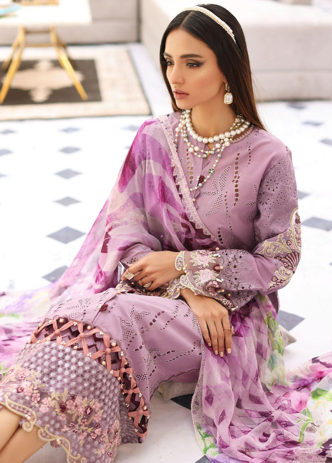 Elaf Embroidered Lawn Suits Unstitched 3 Piece EF23FC ELC-12 Lilith - Festive Collection