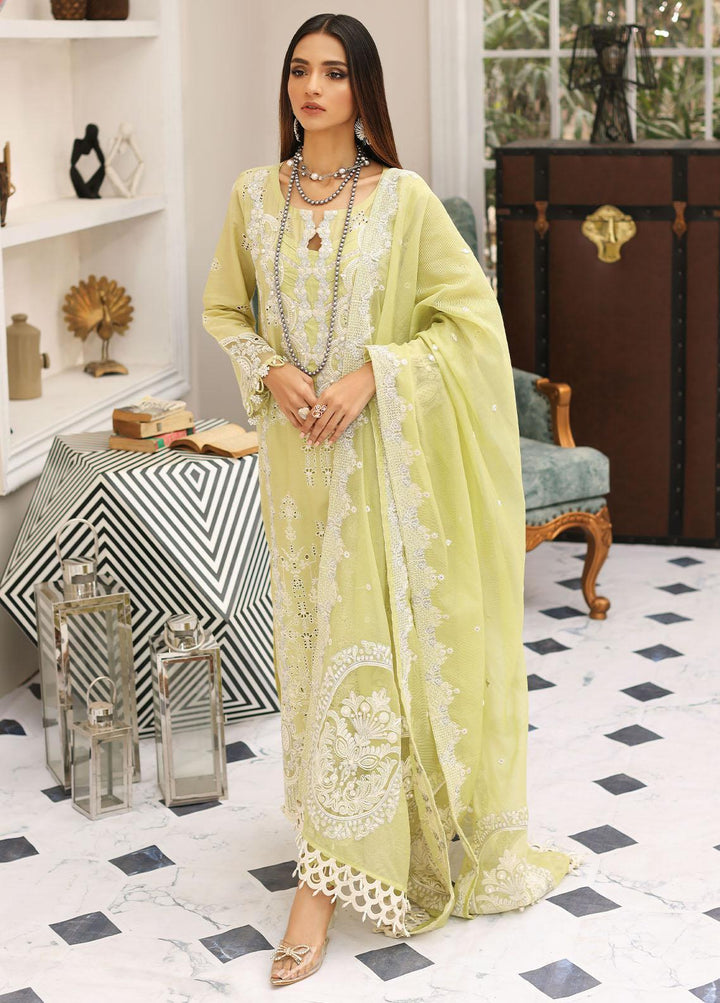 Elaf Embroidered Lawn Suits Unstitched 3 Piece EF23FC ELC-13 Pistachio - Festive Collection