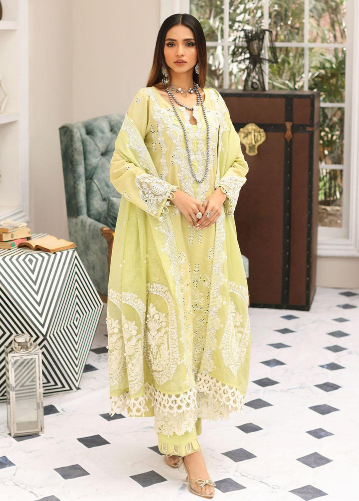 Elaf Embroidered Lawn Suits Unstitched 3 Piece EF23FC ELC-13 Pistachio - Festive Collection
